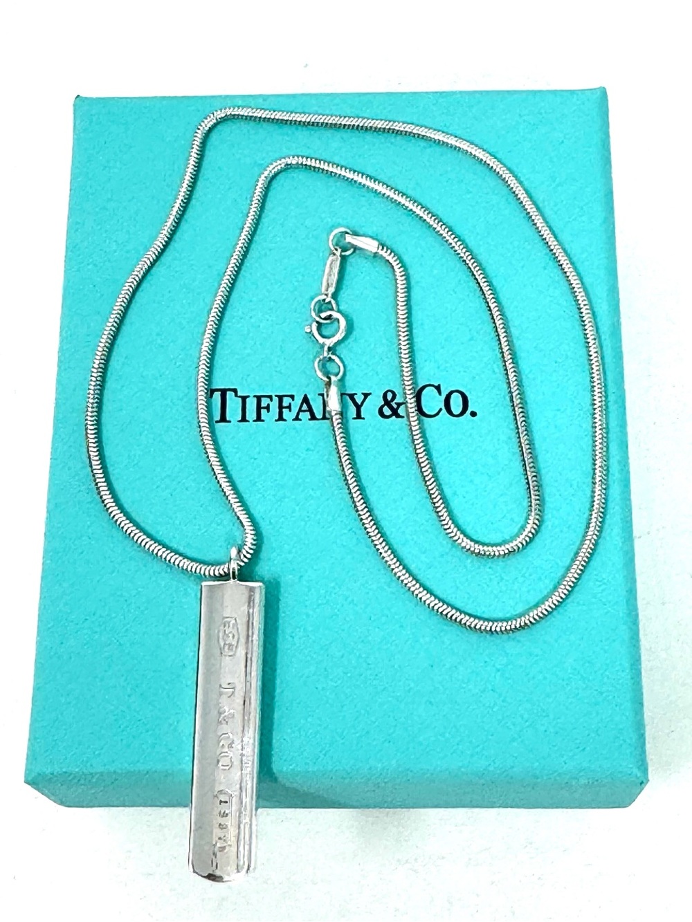 Authentic Tiffany & Co. 1837 Bar Snake Chain Necklace.